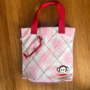 Paul Frank Pink & White Plaid Canvas Tote •